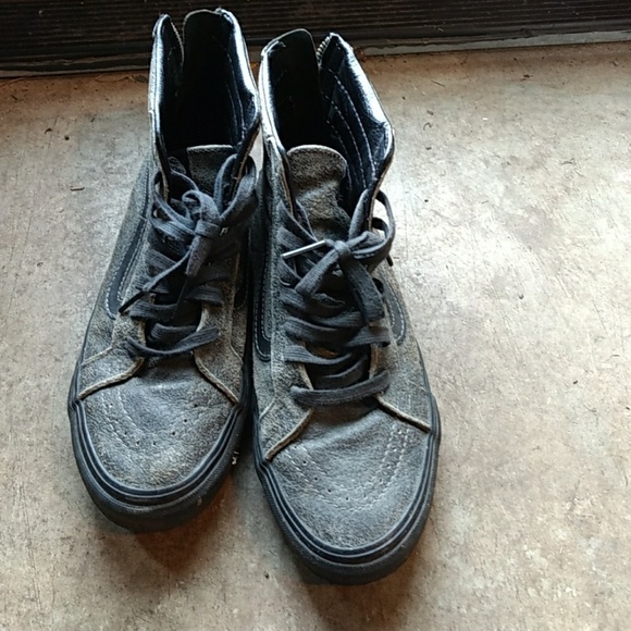 Vans black crackled leather high tops - Picture 4 of 6